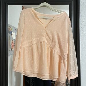Blush pink long sleeve blouse